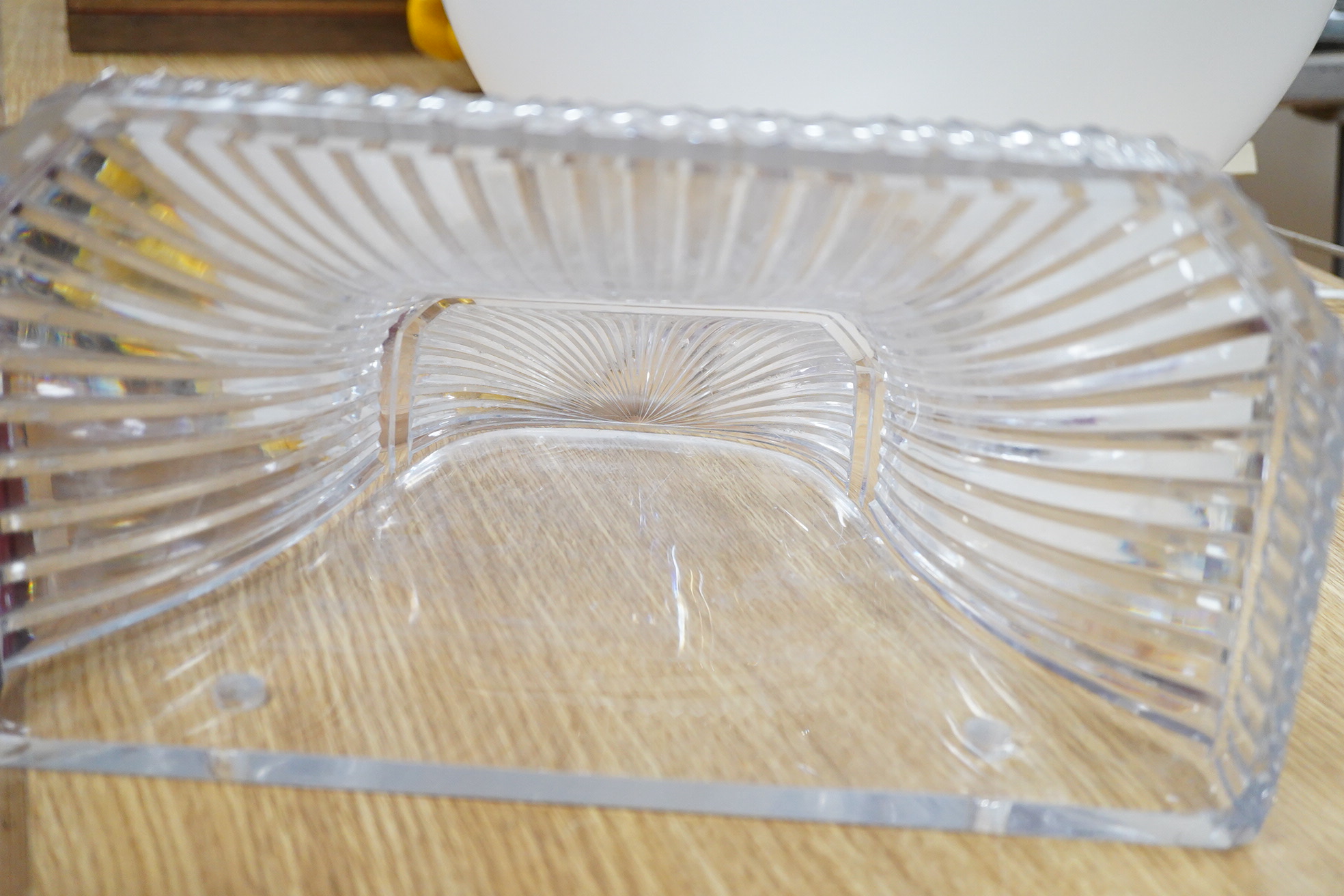 An Art Deco cut glass wall pocket, 33cm wide